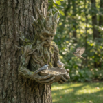 Tree Face Bird Feeder Outdoor Decor – Ancient Tree Trunk Sculpture
