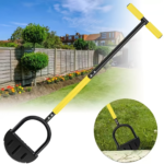 Serrated Lawn Edger Tool – Crescent Manual Edger with T-Handle - Manual Edge Trimming Shovel (Black Serrated Edge)