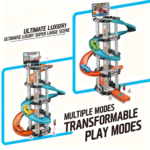 5-Layer 3D Parking Garage Race Track Set with 2 Cars & Helicopter