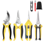 6-Piece Stainless Steel Garden Pruning Shears & Fruit Picker Set - Yellow