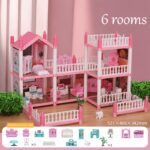 4-Story Dollhouse Playset with 4 Dolls & Furniture for Kids
