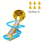 Electric Duck Climbing Stairs Toy with Music & LED Lights - Climb stairs + 6 ducklings