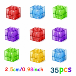 35-Piece Clear Magnetic Building Cubes 1-Inch / 0.98&quote; for Kids - Random Colors / 35pcs
