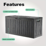 82-Gallon Wood Grain Deck Box – Lockable Outdoor Storage Chest