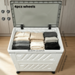 Large Foldable Plastic Storage Bin with Wheels & Gray Lid - 4pcs wheels + 23.6-inch wardrobe storage box