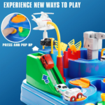 Car Adventure Track Playset with 6 Mini Cars & Helicopter