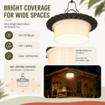 244 LED 360° Solar Hanging Light – Outdoor Shed & Gazebo Lamp