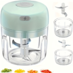 Electric Mini Garlic Mincer & Portable Food Processor USB, 250ml - 8.45oz-grenn