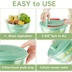 5.3 Qt Large Salad Spinner Set with 5 Mandoline Slicer Blades
