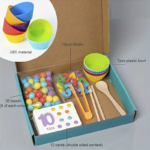 Wooden Number Counting Toy Set with Colored Beads & Cards - Clutch Bead Operation Training