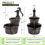 27&quote; 2-Tier Barrel Outdoor Water Fountain – 11L Garden Waterfall