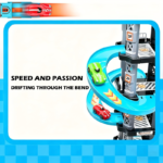 5-Layer 3D Parking Garage Race Track Set with 2 Cars & Helicopter
