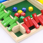 Wooden Number Dice Game Set with 8 Colorful Dice for Kids