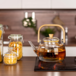 34 oz Borosilicate Glass Teapot with Wood Handle & Infuser