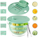 5.3 Qt Large Salad Spinner Set with 5 Mandoline Slicer Blades - Green