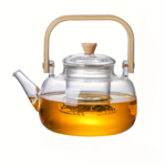 34 oz Borosilicate Glass Teapot with Wood Handle & Infuser - 1pc / 1000ml
