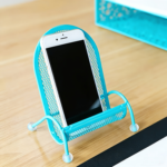 Cute Chair Desk Phone Stand – Anti-Slip Desktop Holder for Phones - Light Blue