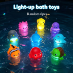 Light-Up Floating Sea Animal Bath Toys – No-Hole Water Toys for Tub & Pool - 6pcs