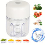 Electric Mini Garlic Mincer & Portable Food Processor USB, 250ml - 8.45oz-white