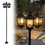 73&quote; 3-Head Solar Lamp Post Light – Dusk to Dawn Outdoor Street Light
