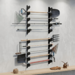 Broom & Garden Tool Holder Wall Mount – Heavy-Duty Storage Hanger - black 4pcs