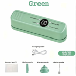 Cordless Automatic Vacuum Sealer Machine with Dry/Wet Modes - Mint Green + 5 Vacuum Bags