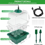 Seed Starter Tray Kit with Growth Lamp 2 Pack – Humidity Dome