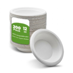 100% Compostable 12 oz Bagasse Bowls (200 Pack) – Disposable Sugarcane Soup Bowls