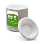 100% Compostable 12 oz Bagasse Bowls (400 Pack) – Disposable Sugarcane Soup Bowls
